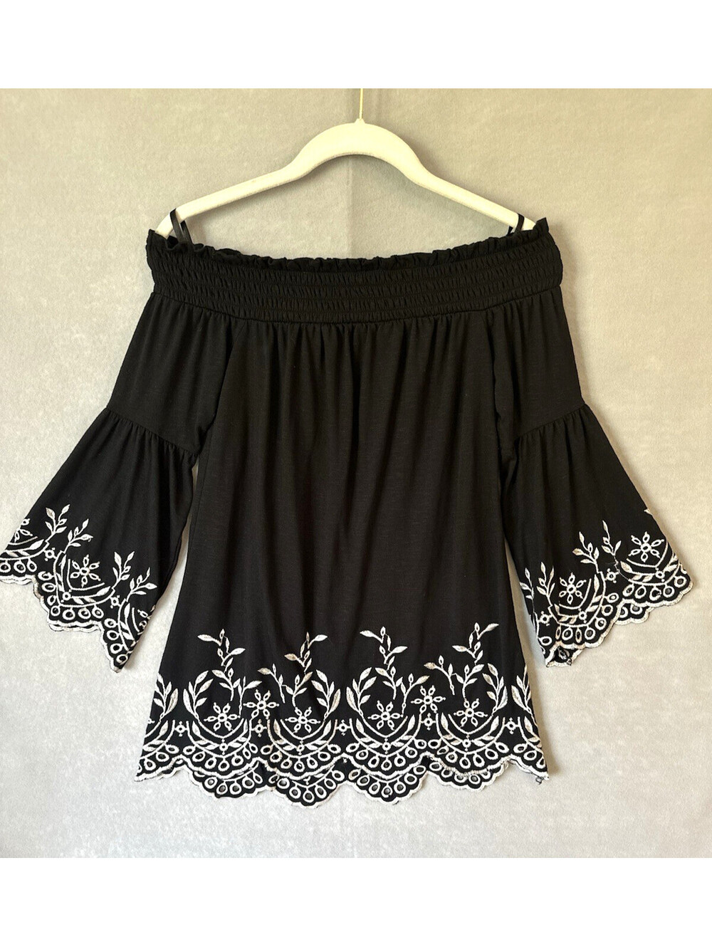 White House Black Market Off The Shoulder Blouse Top Womens XXS Black Fairy,